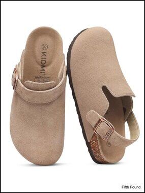 Genuine Suede Clogs with Back Strap Slip On Design
